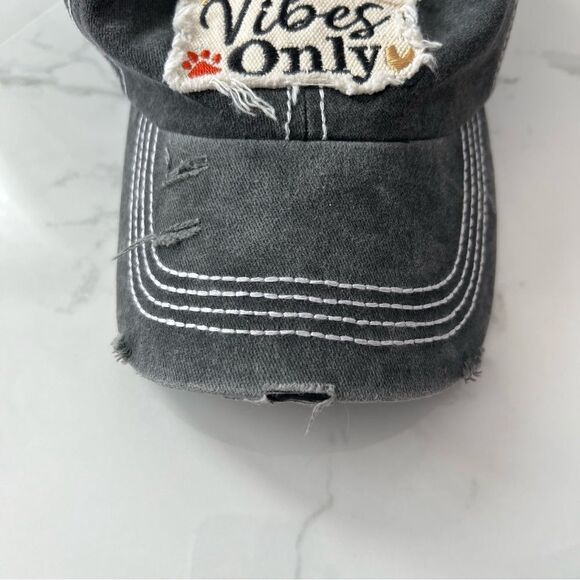 Dog Vibes Only Distressed Baseball Cap NEW - Picture 6 of 6